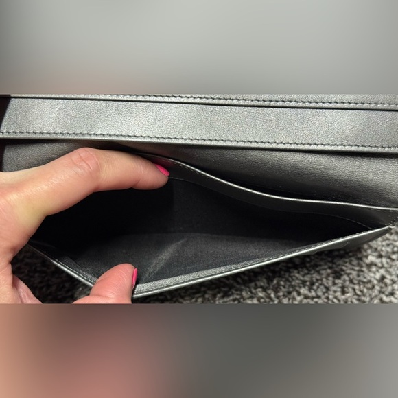 Chanel vintage black Caviar leather large flap wallet with insert/chain - Picture 12 of 17